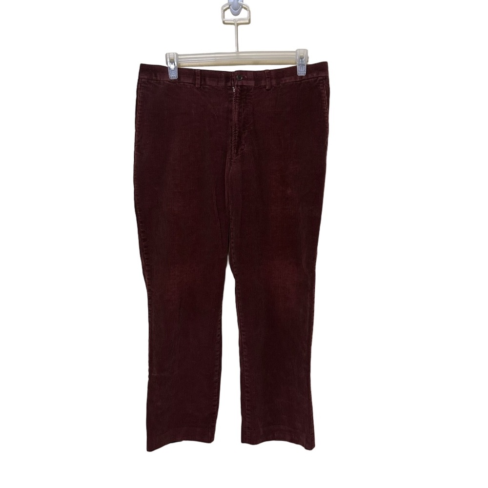 Lands’ End Corduroy Pants Men’s 36 Red Cotton Traditional Fit Trousers